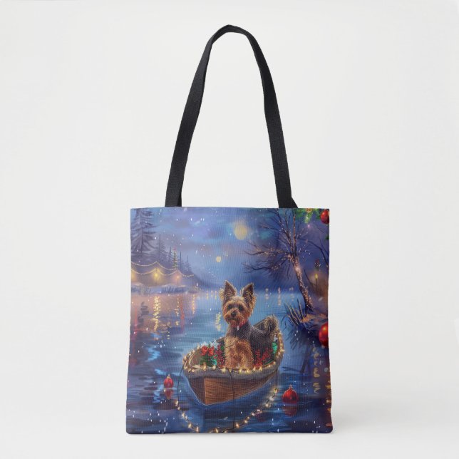 Biewer Terrier Christmas Festive Voyage Tote Bag (Front)