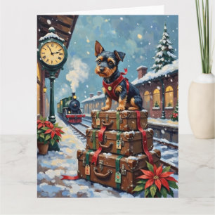 Biewer Terrier Christmas Holiday Travel Card