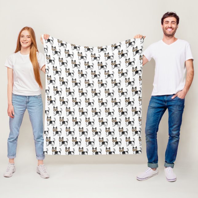 Biewer Terrier Cute Cartoon Dog Pattern Fleece Blanket (In Situ)
