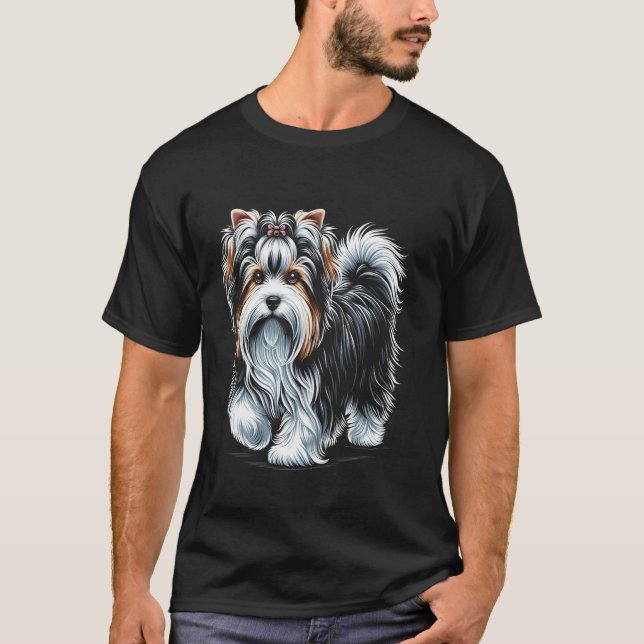 Biewer Terrier Design Dog T-Shirt (Front)