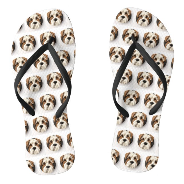 Biewer Terrier Dog 3D Inspired Flip Flops (Footbed)