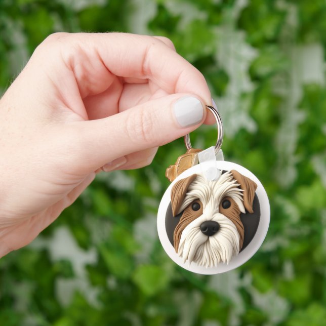 Biewer Terrier Dog 3D Inspired Keychain (Hand)