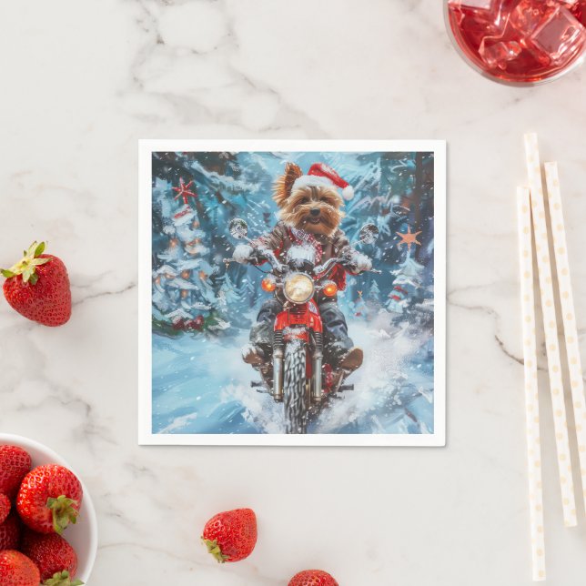 Biewer Terrier Dog Christmas Napkin (Insitu)