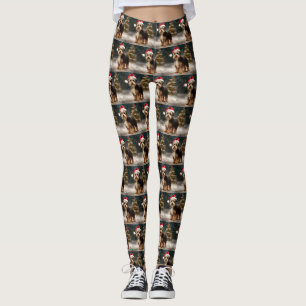 Biewer Terrier Dog in Snow Christmas  Leggings