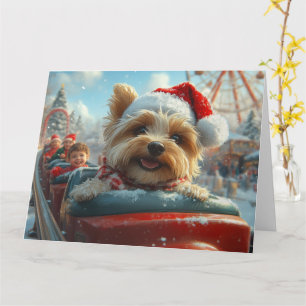 Biewer Terrier Dog Roller Coaster Christmas  Card