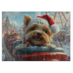 Biewer Terrier Dog Roller Coaster Christmas  Cutting Board