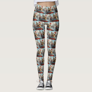 Biewer Terrier Dog Roller Coaster Christmas  Leggings