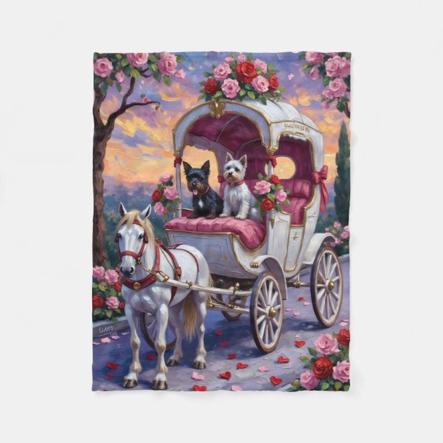 Biewer Terrier Dog Valentine's Day Fleece Blanket (Front)