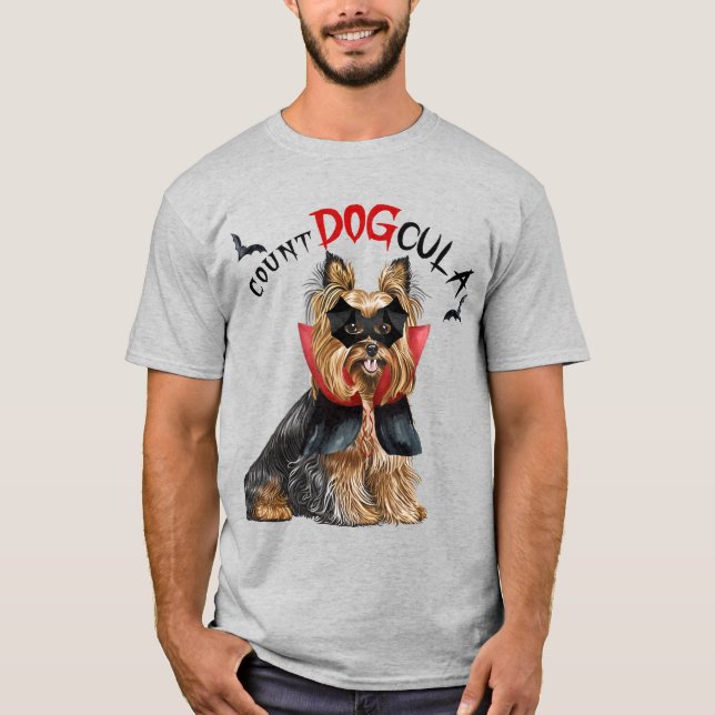 Biewer Terrier Dog Vampire Dog Funny Halloween T-Shirt (Front)