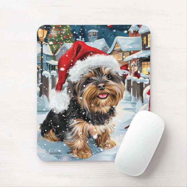 Biewer Terrier Dog Winter Wonderland Christmas Joy Mouse Pad (With Mouse)