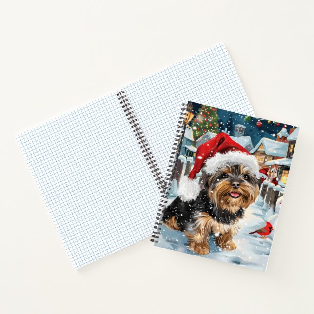 Biewer Terrier Dog Winter Wonderland Christmas Joy Notebook (Inside)