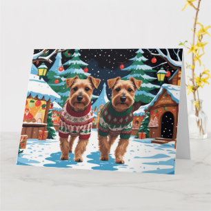 Biewer Terrier Dogs Christmas Snow Holiday Card