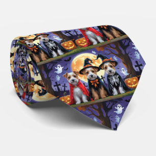Biewer Terrier Dogs Pumpkin Halloween Funny Tie