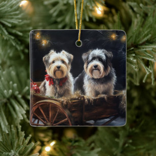 Biewer Terrier enneigé traîneau Noël décoration