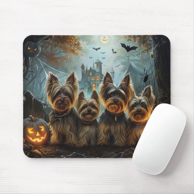 Biewer Terrier Halloween Night Doggy Delight  Mouse Pad (With Mouse)