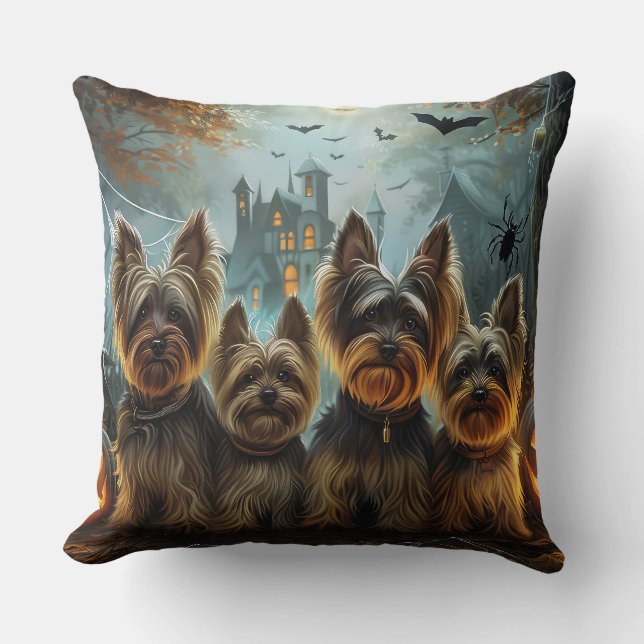 Biewer Terrier Halloween Night Doggy Delight  Throw Pillow (Front)