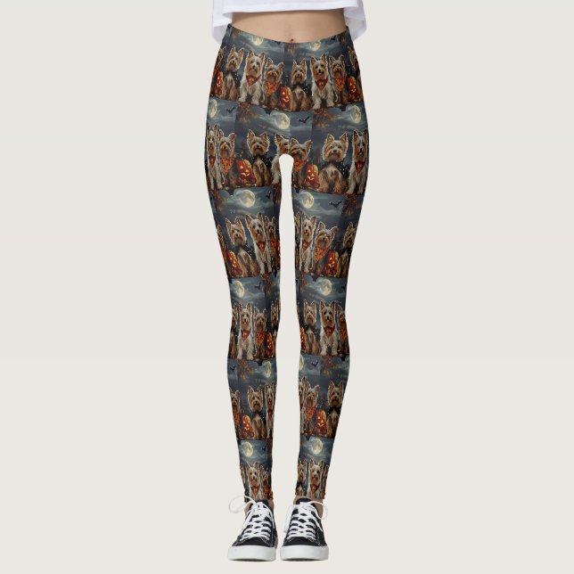 Biewer Terrier Halloween Spooky  Leggings (Front)