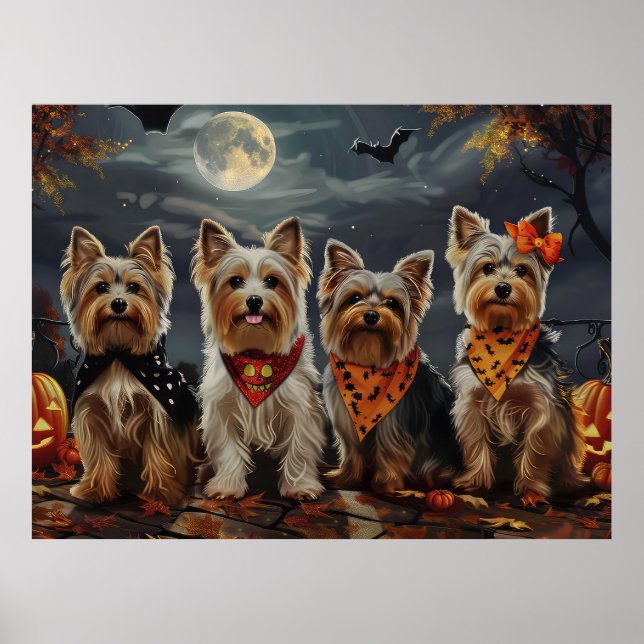 Biewer Terrier Halloween Spooky  Poster (Front)