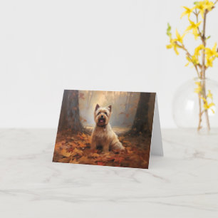 Biewer Terrier in Autumn Leaves Fall Inspire Card