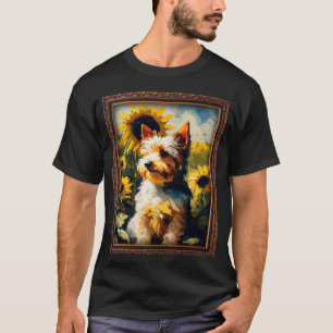 Biewer Terrier Painting Sunflower Flower Mom Women T-Shirt