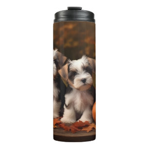 Biewer Terrier Puppy Autumn Delight Pumpkin  Thermal Tumbler