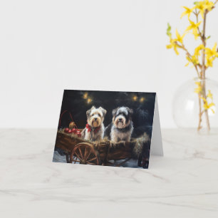 Biewer Terrier Snowy Sleigh Christmas Decor Card