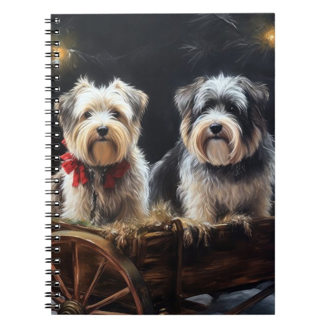 Biewer Terrier Snowy Sleigh Christmas Decor Notebook (Front)