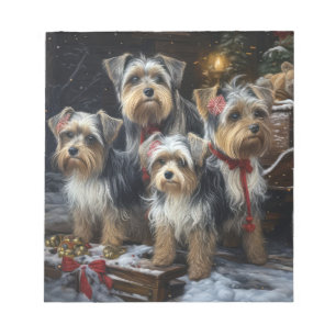 Biewer Terrier Snowy Sleigh Christmas Decor Notepad