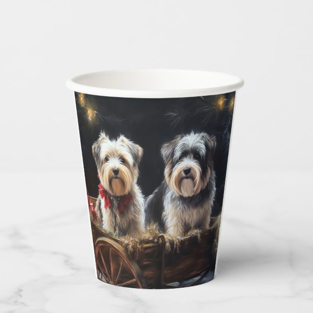 Biewer Terrier Snowy Sleigh Christmas Decor Paper Cups (Front)