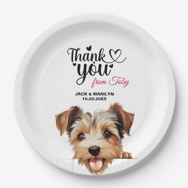 Biewer Terrier Wedding Reception Paper Plate (Front)