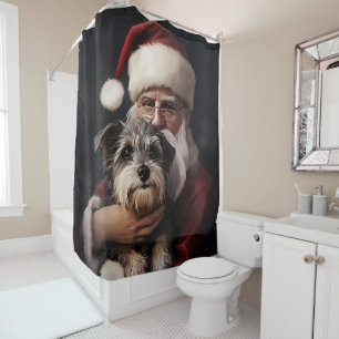 Biewer Terrier With Santa Claus Festive Christmas