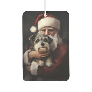 Biewer Terrier With Santa Claus Festive Christmas Air Freshener