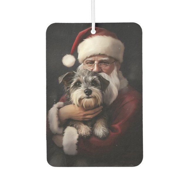 Biewer Terrier With Santa Claus Festive Christmas Air Freshener (Front)
