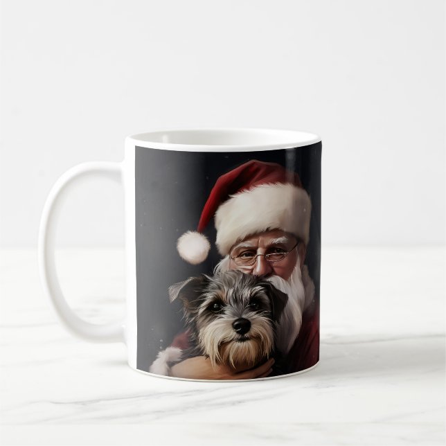Biewer Terrier With Santa Claus Festive Christmas Coffee Mug (Left)