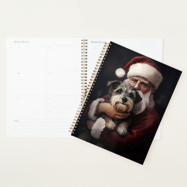 Biewer Terrier With Santa Claus Festive Christmas Planner (Display)