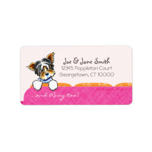 Biewer Yorkie Pink Couch Custom Pet Name Label
