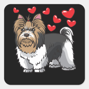 Biewer Yorkshire Terrier Dogs Square Sticker