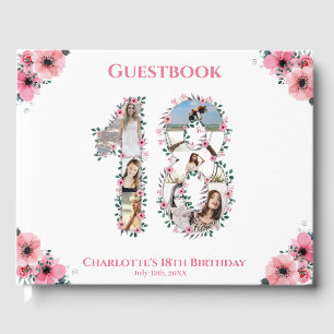 Big 18th Birthday Photo Collage Flower Girl White Guest Book