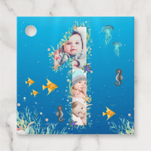 Big 1st Birthday Under The Sea Photo Collage Favour Tags