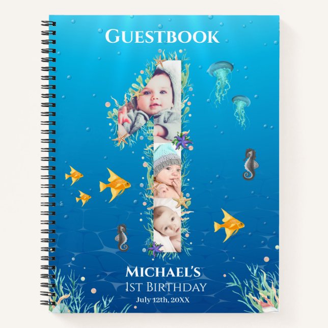 Big 1st Birthday Under The Sea Photo Guest Book (Front)