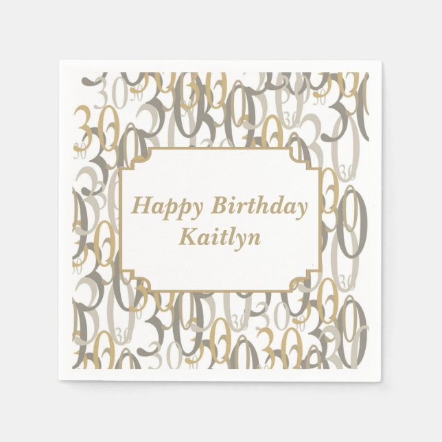 Big 30 Personalized Birthday Party Napkin (Front)