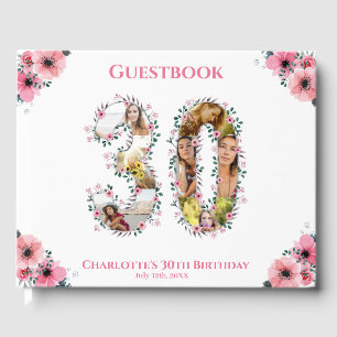 Big 30th Birthday Photo Collage Flower Girl White Guest Book