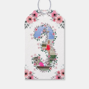 Big 3rd Birthday Girl Photo Collage Pink Flower Gift Tags