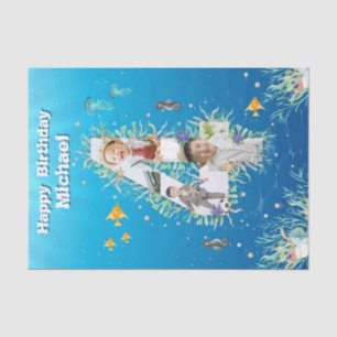 Big 4th Under The Sea Birthday Photo Collage Tissue Paper