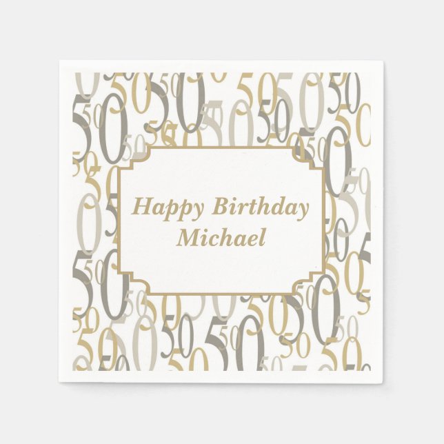 Big 50 Personalized Birthday Party Napkin (Front)