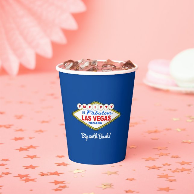 Big 50th Birthday Las Vegas Paper Cups (Insitu)