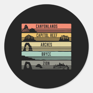 Big 5 Utah National Parks Shirt Hiking Classic Round Sticker