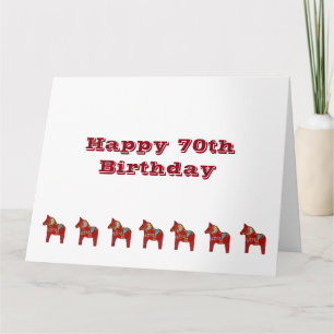 Big 70th Birthday Dala Horse Card
