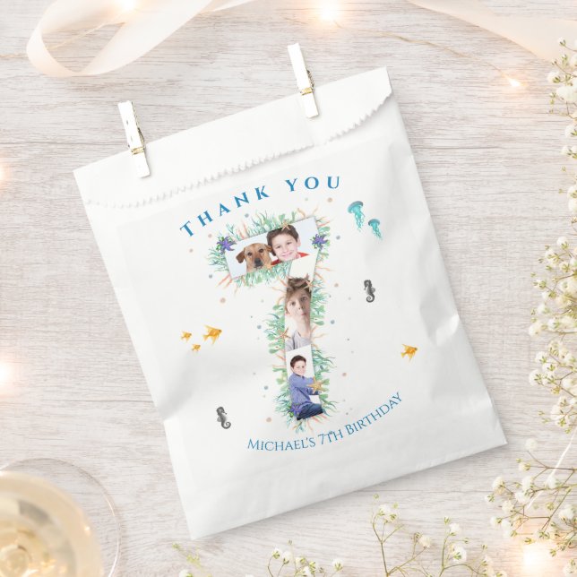 Big 7th Photo Collage Birthday Under The Sea Favour Bag (Clipped)