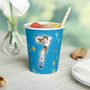 Big 7th Under The Sea Birthday Photo Collage Paper Cups